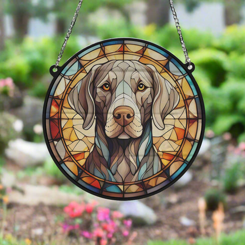 Weimaraner Stained Glass Effect Suncatcher